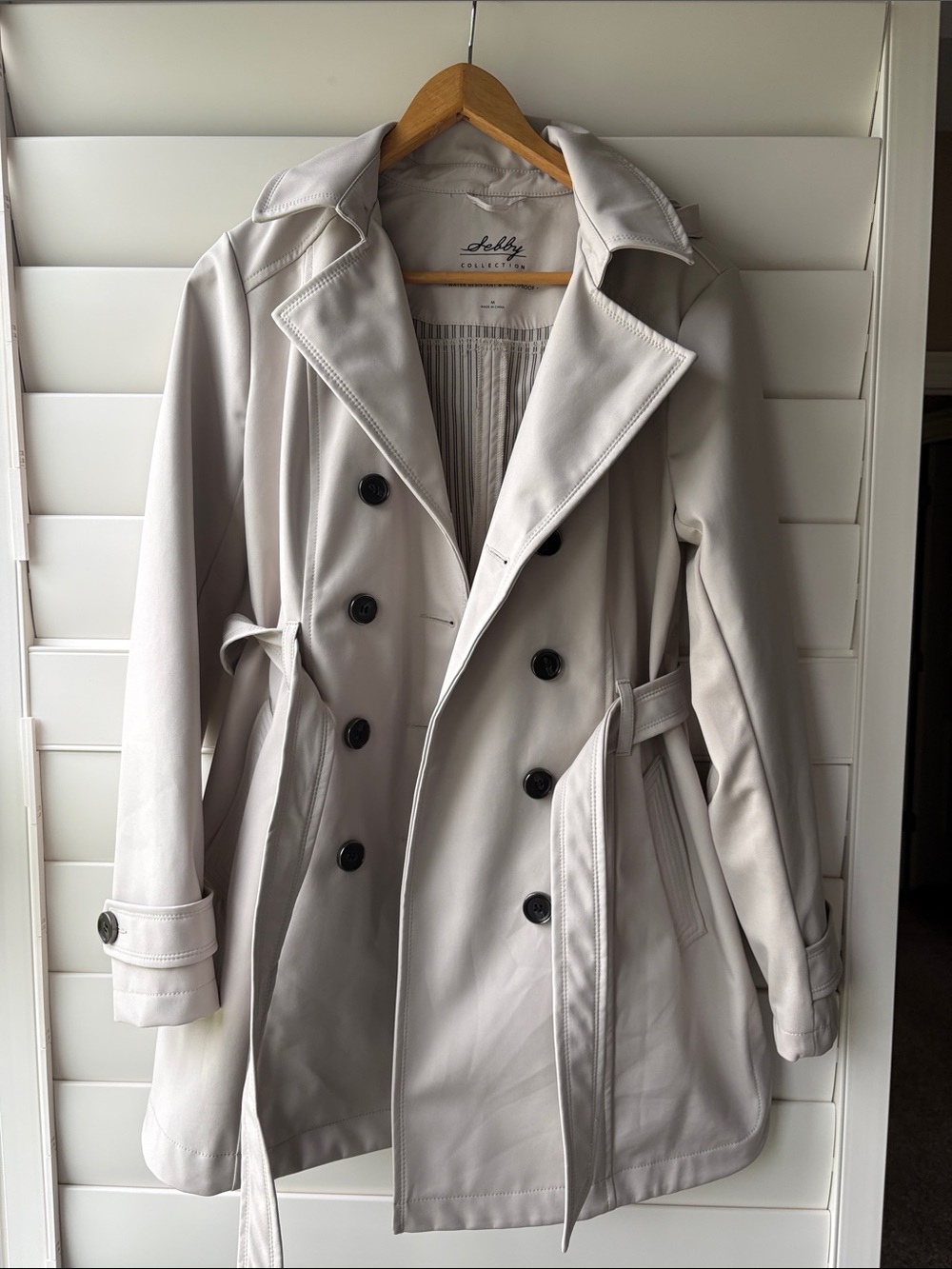 Shelby Collection Women's Light Taupe Double-Breasted Trench Coat